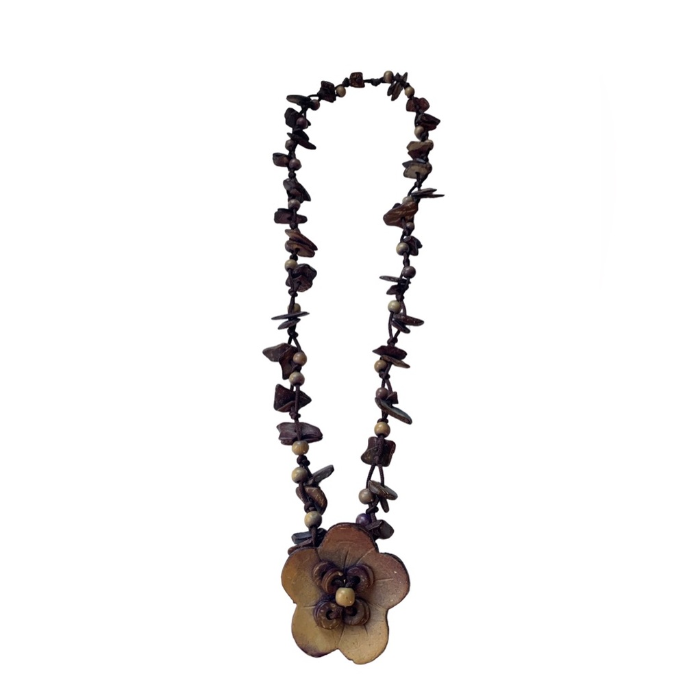 Belt/Necklace Coconut Shell Bead Flower Boho Bohemian Hippie Tropical Jewelry - Picture 6 of 14